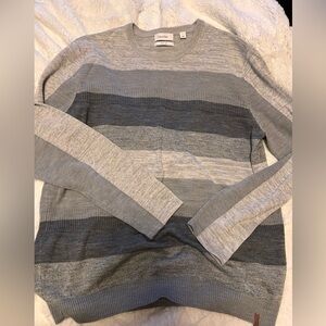 Ladies gray striped Calvin Klein sweater.  Size large, pretty